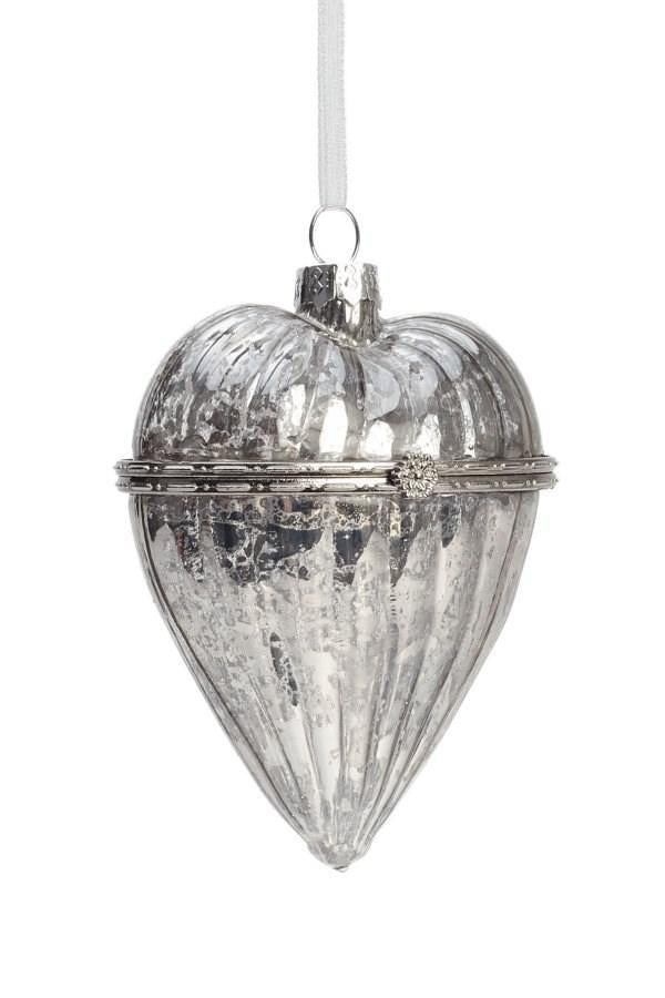 Silver Glass Heart Ornament