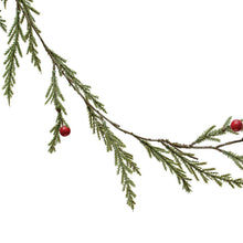 Load image into Gallery viewer, Delicate Glitter Cedar Garland with Red Berries