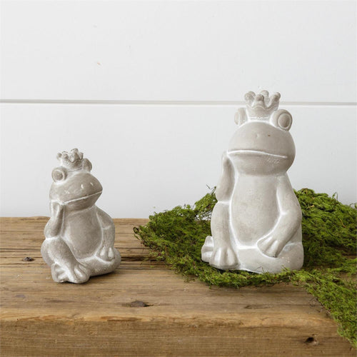 Cement Frog with Crown