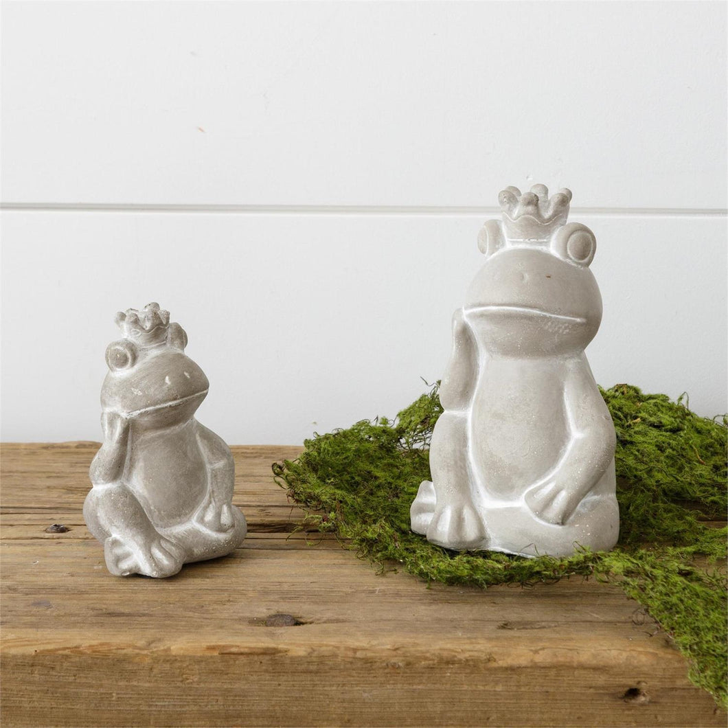 Cement Frog with Crown