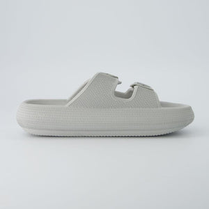 Grey Buckle Slides
