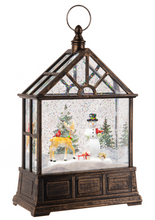 Load image into Gallery viewer, LED Light Up Bronze Shimmer Snowman Lantern