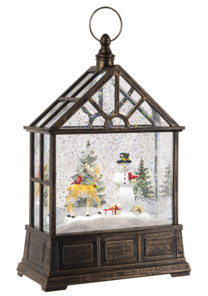 LED Light Up Bronze Shimmer Snowman Lantern