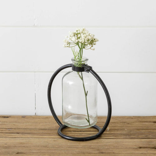 Stem Vase with Metal Stand