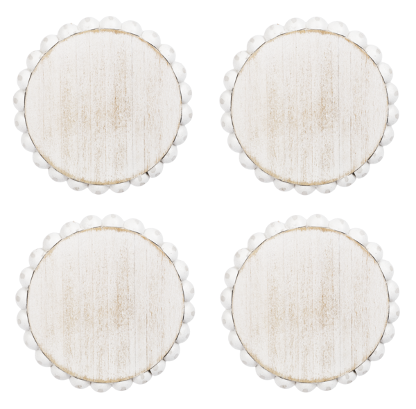 Whitewash Wood Beaded Coasters