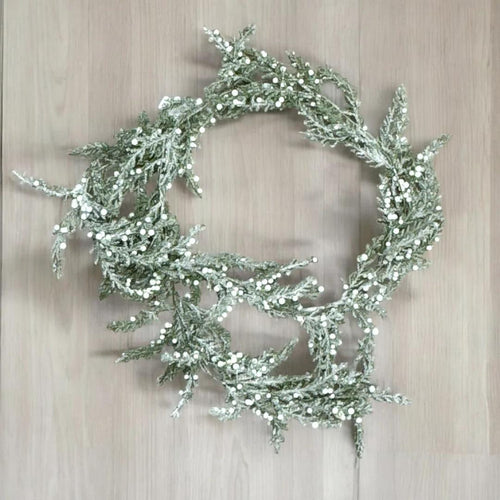 Frosted Cedar & Cream Berries Garland