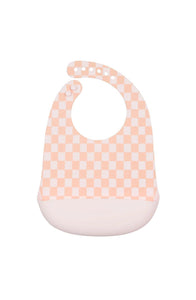 Pink Checkerboard Silicone Bib