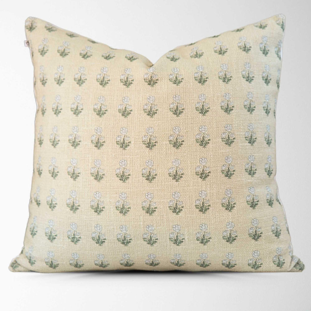 Arabella Sage Block Print Pillow