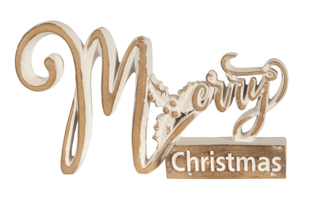 Merry Christmas Whitewash Table Top Decor