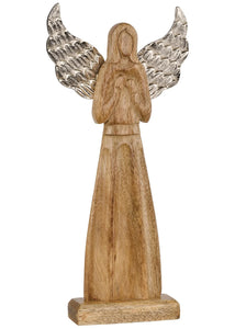 Wood Angel with Silver Wings