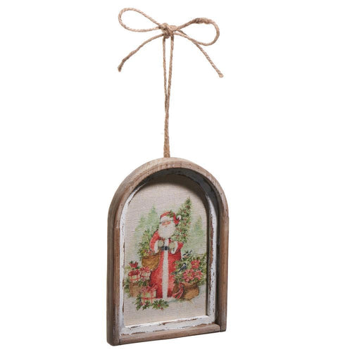 Arched Watercolour Santa Framed Ornament