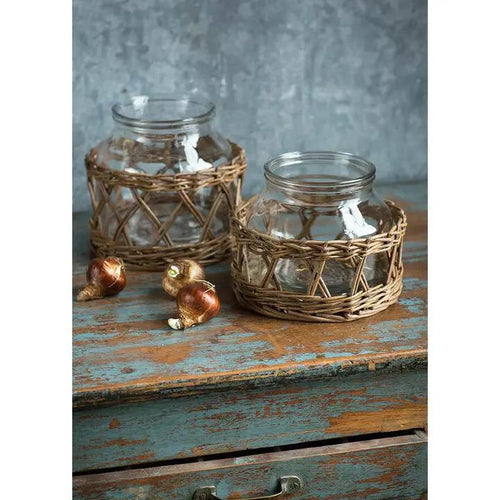 Woven Willow Glass Canister