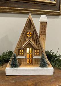 A-Frame LED Natural Wooden House