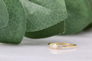 Petite Opal and CZ Ring