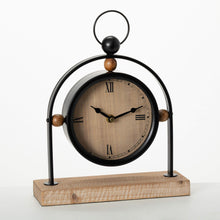 Load image into Gallery viewer, Modern Wood &amp; Black Desk Clock