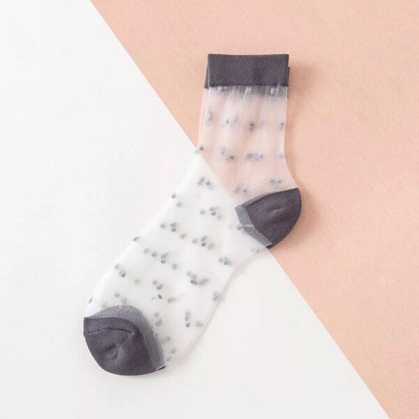 Grey Sheer Dot Socks