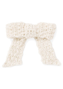 Cream Knit Bow Clip