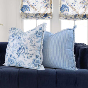 Blue Magnolia Ticking Pillow