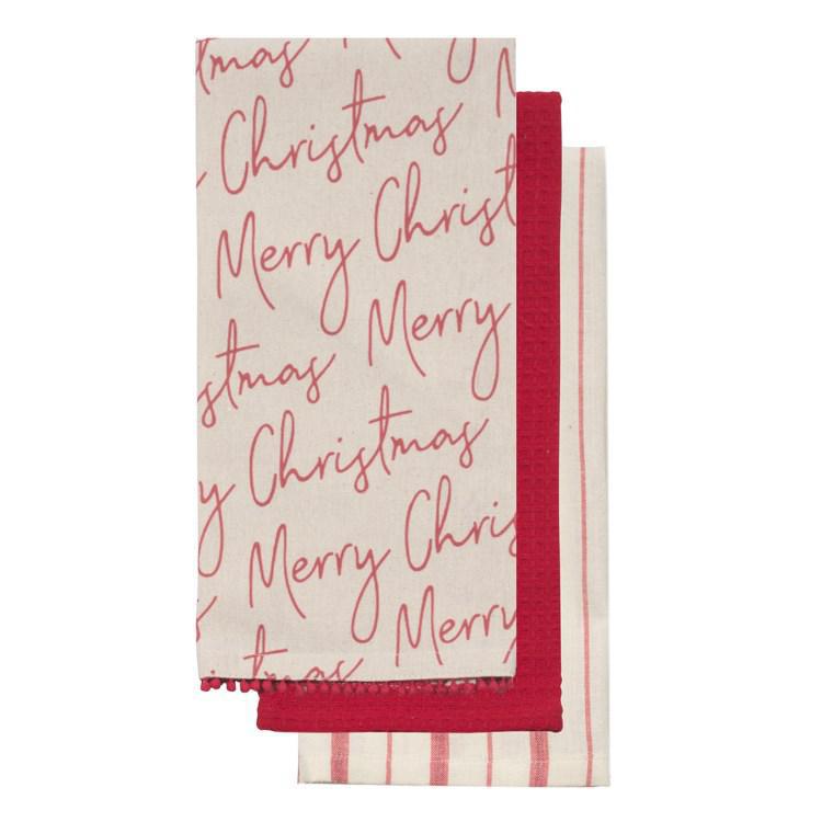 Tea Towels Merry Christmas Set of 3