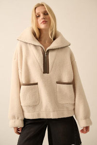 Cream Sienna Sherpa Pullover Jacket