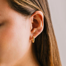 Load image into Gallery viewer, Gold Paperclip Puff Hoop Earrings