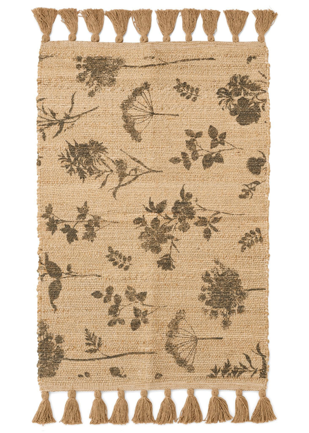 Grey Floral Jute Rug