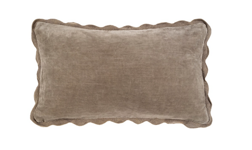 Lumbar Fog Velvet Scalloped Pillow