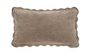 Lumbar Fog Velvet Scalloped Pillow
