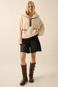 Cream Sienna Sherpa Pullover Jacket