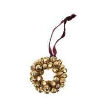 Load image into Gallery viewer, Gold Jingle Bell Wreath Ornament