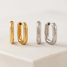 Load image into Gallery viewer, Gold Paperclip Puff Hoop Earrings