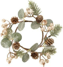 Load image into Gallery viewer, Champagne Gold Berries &amp; Greenery Candle Ring