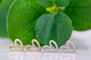 Pave Open Heart Studs