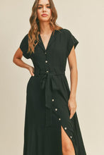 Load image into Gallery viewer, Black Evelyn Shirt Dress