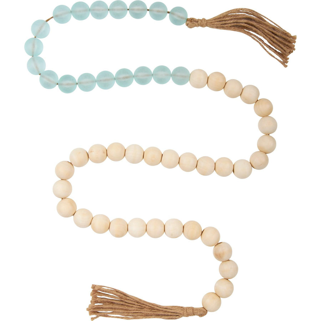 Wood and Blue Glass Beads