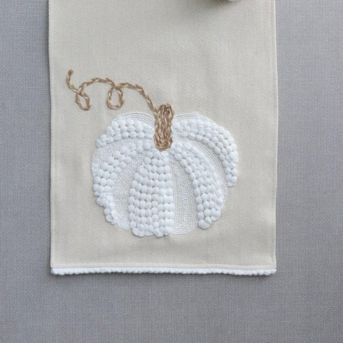 White Woven Pumpkin Table Runner