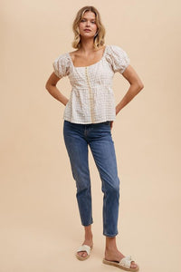 Natural Linen Babydoll Top