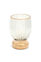 Load image into Gallery viewer, Ribbed Glass Vase with Gold Rim