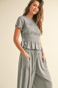 Tilda Grey Ruched Top