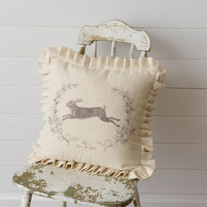 Leaping Hare with Ruffles Pillow