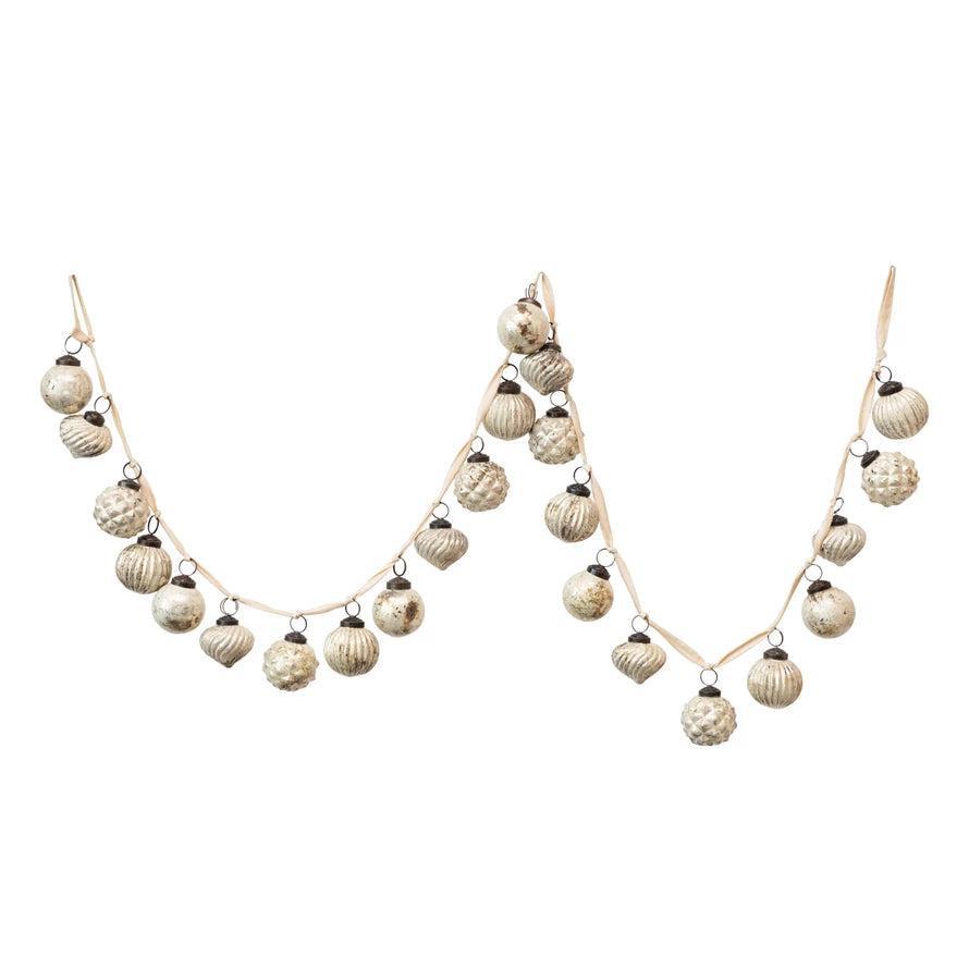 White Embossed Mercury Glass Garland