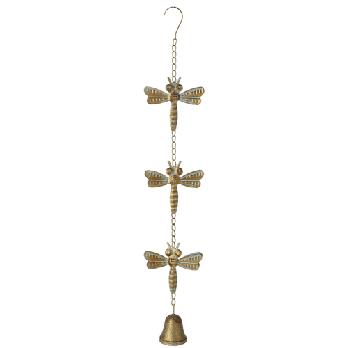 Gold Patina Dragonfly with Bell Chime