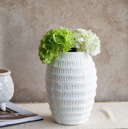 Tall Matte White Vase Detailed