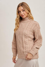 Load image into Gallery viewer, Latte Tinsley Cable Knit Sweater