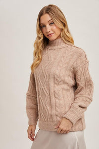 Latte Tinsley Cable Knit Sweater