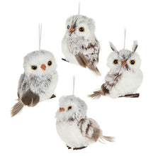 Load image into Gallery viewer, Small Fluffy Brown &amp; White Owl Ornament