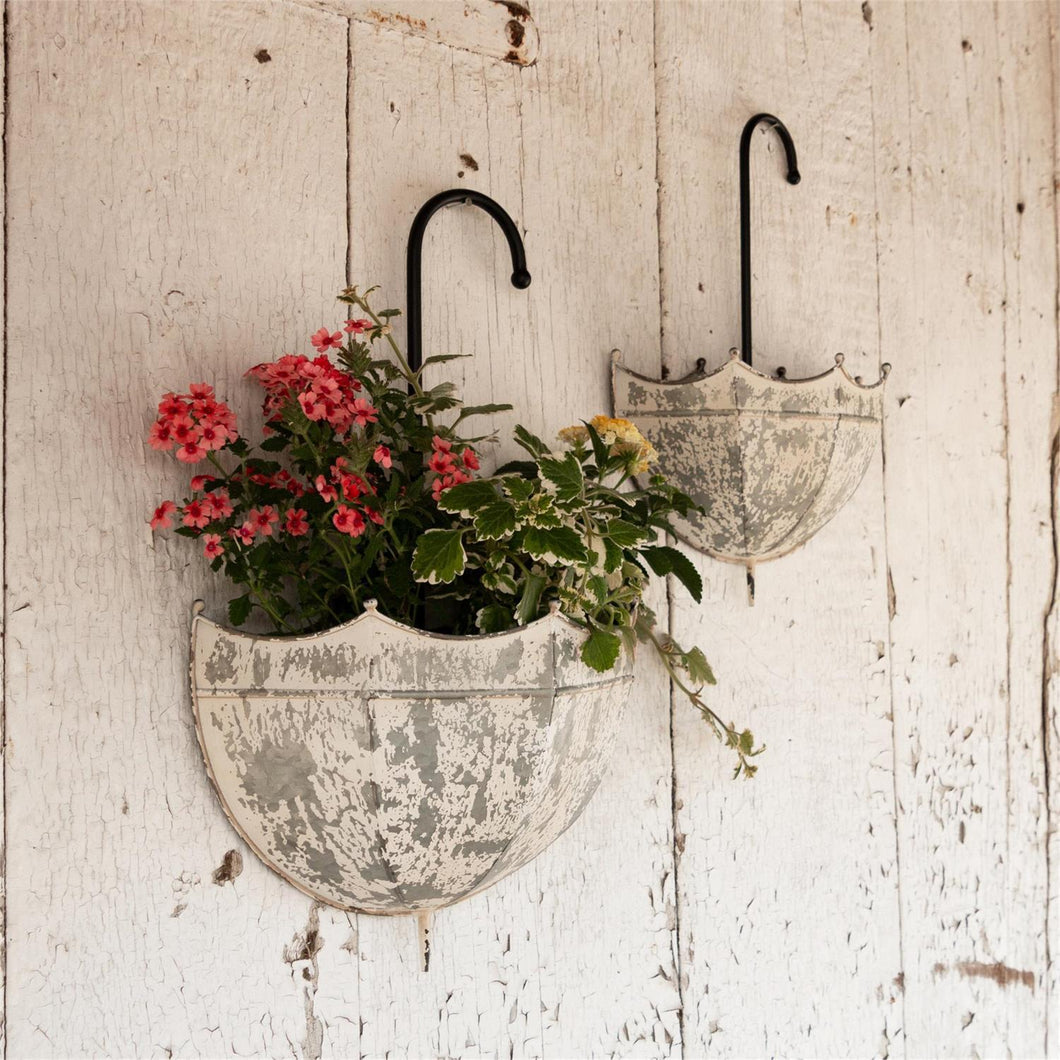 Galvanized Umbrella Planters