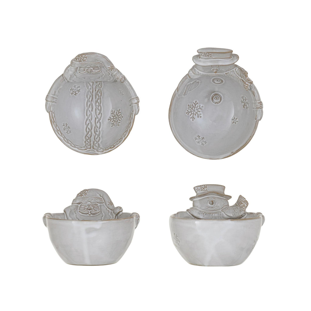Santa & Snowman Stoneware Shaped Bowls