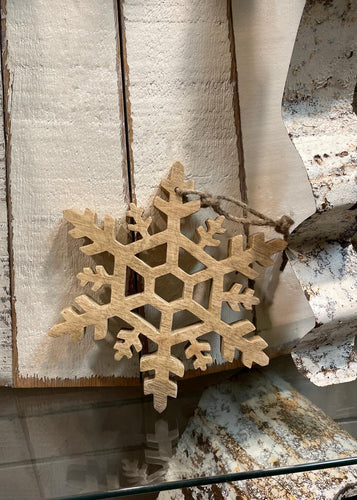 Natural Wood Hanging Snowflakes