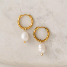 Load image into Gallery viewer, Ocean Pearl Hoop Earrings